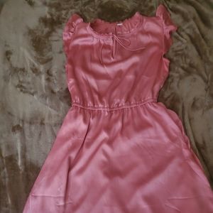 Satin short butterfly sleeves dress